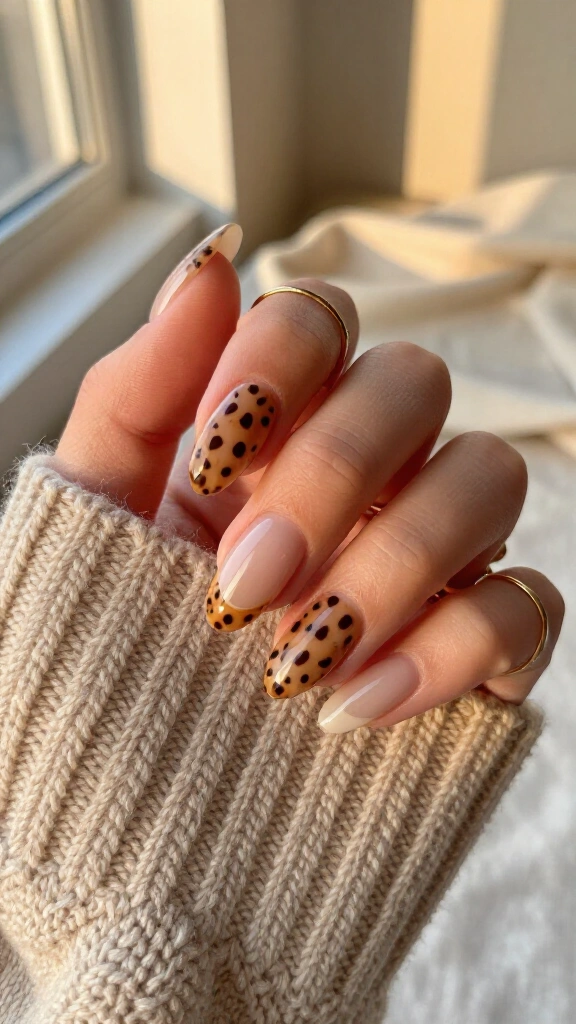 Nude jelly base with floating cheetah spots