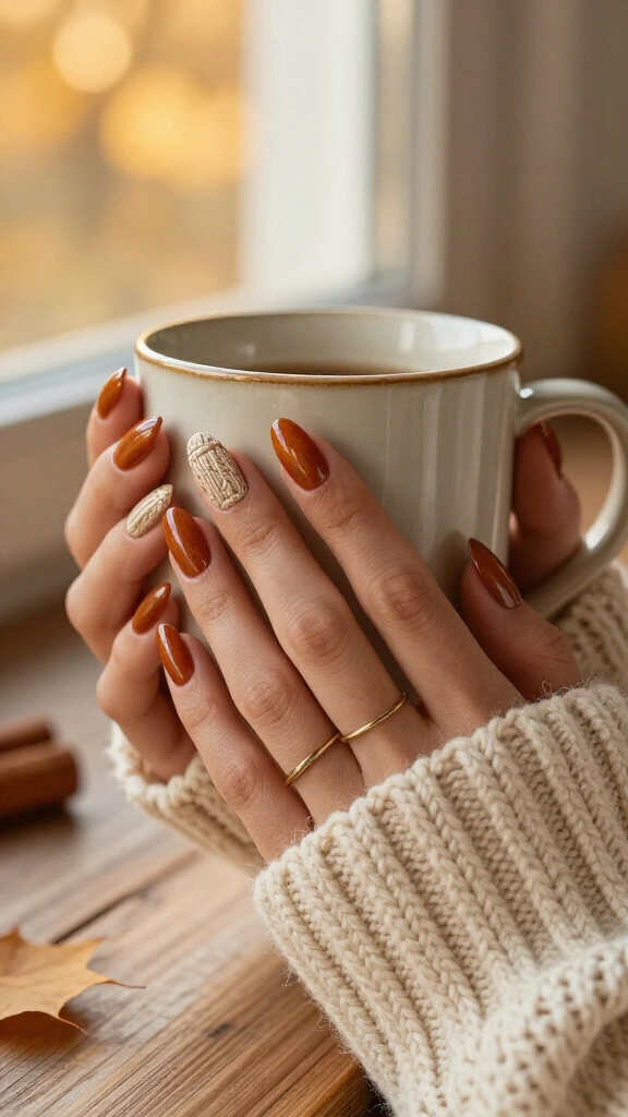 Spiced Cinnamon Cable Knit Accents