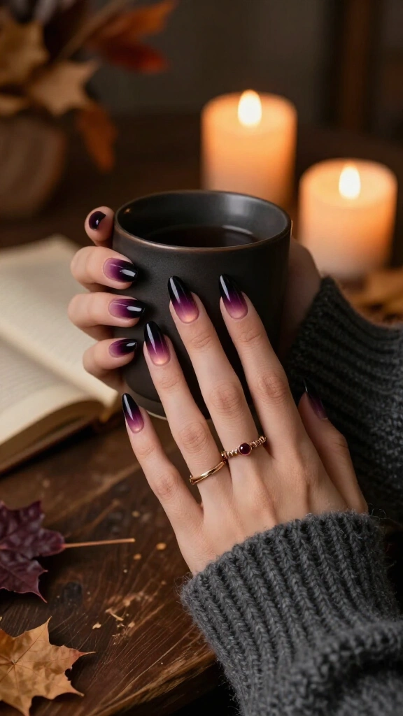Midnight Plum Aura Nails