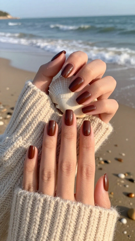 High-Gloss Espresso Dip Powder