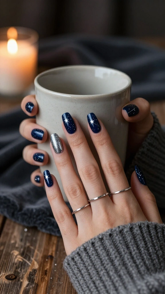 Moody Celestial Navy & Silver Foil