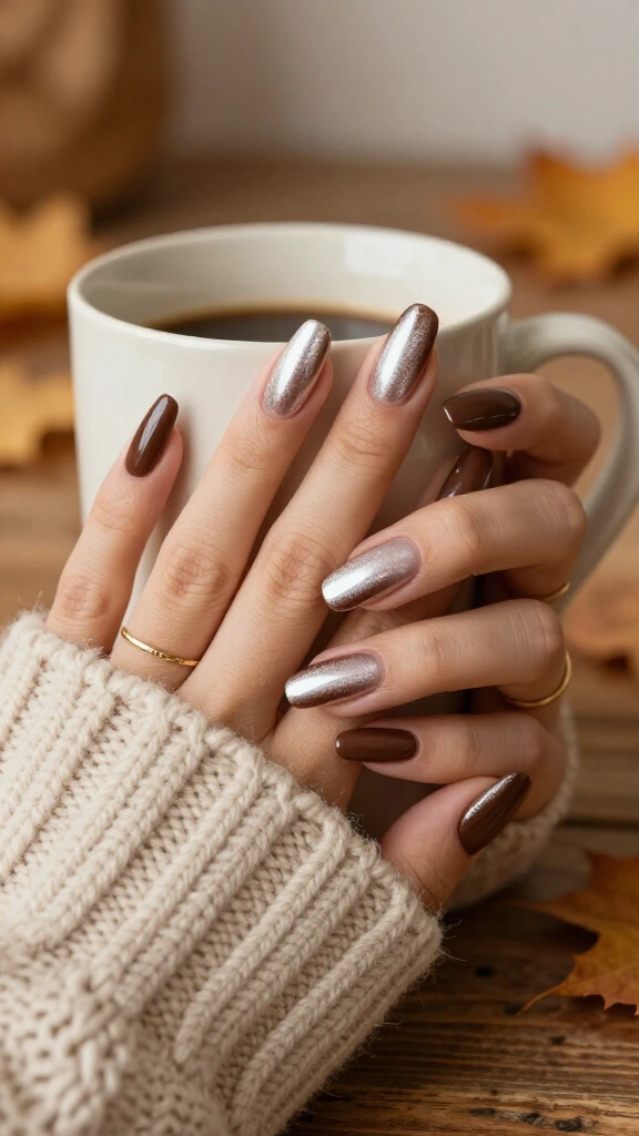 Chocolate Brown Glazed Donut XL Nails