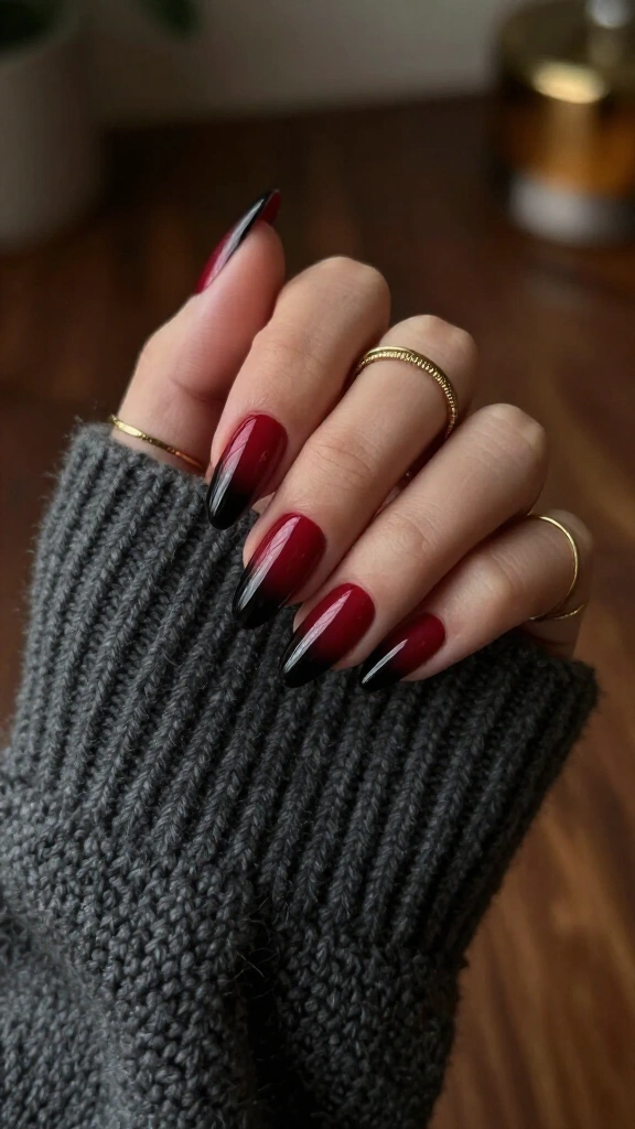 Oxblood Red French Illusion Ombré
