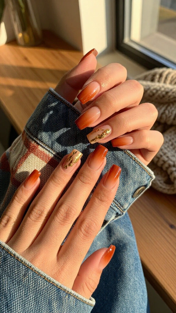 Burnt Orange & Gold Foil Ombré