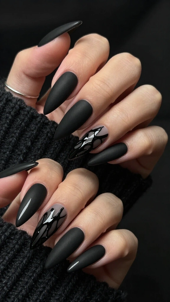Matte Jet Black & Glossy Drip Claws