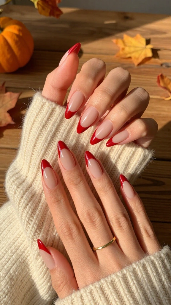 Classic Crimson Red French with Sharp V-Points