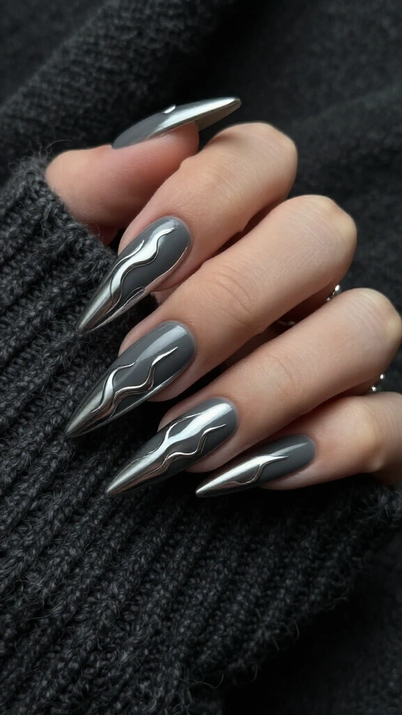 Moody Charcoal Slate with Chrome Flames
