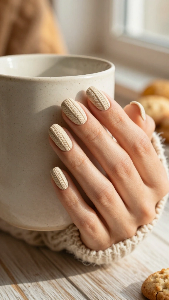 Creamy cable-knit sweater texture