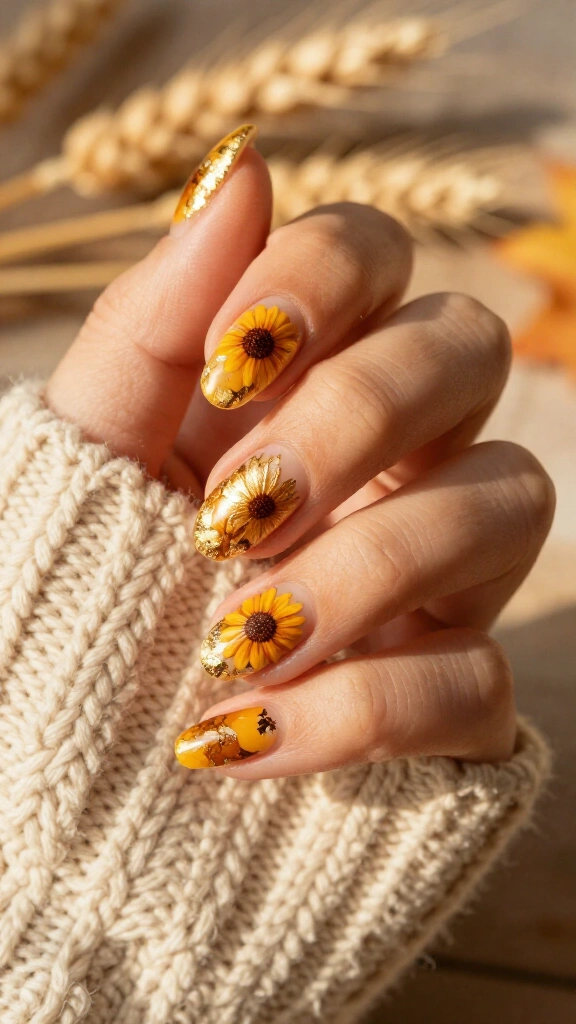 Shimmering Gold Foil Sunflowers