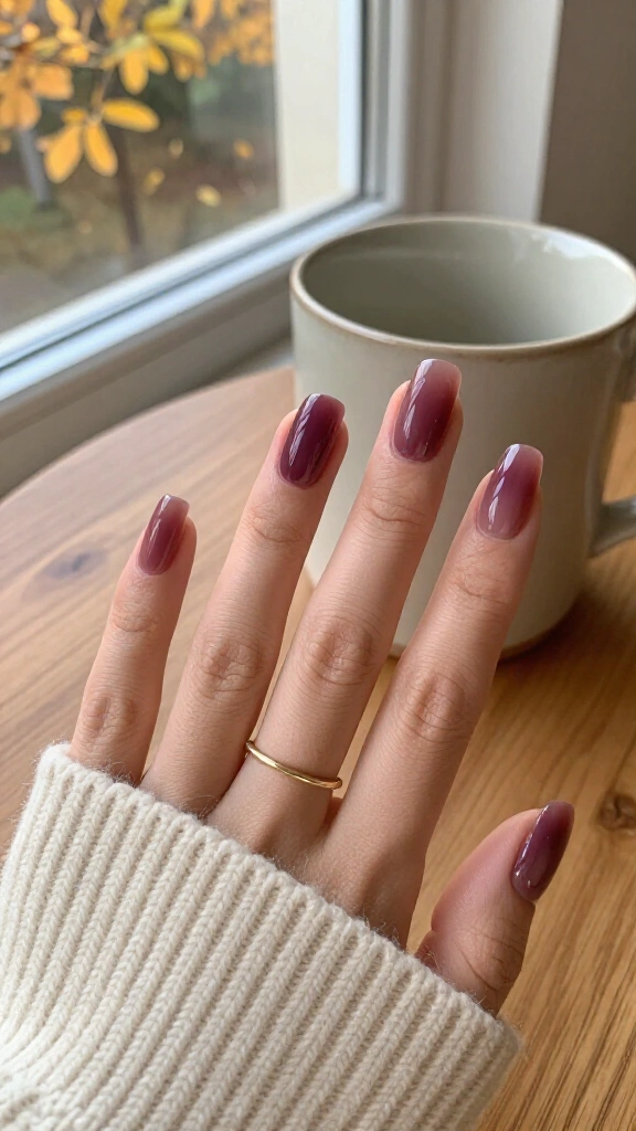 Smoky plum jelly nails