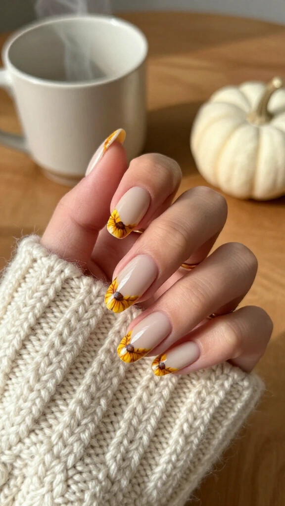 Creamy Nude Negative Space Sunflowers