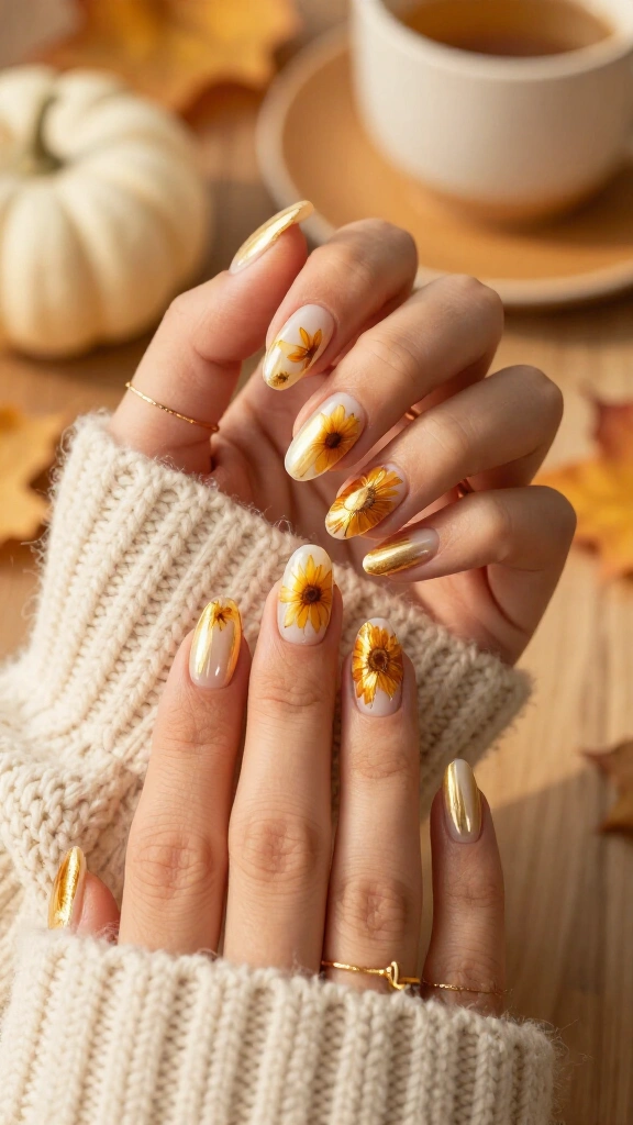 Chrome Finish Golden Sunflowers