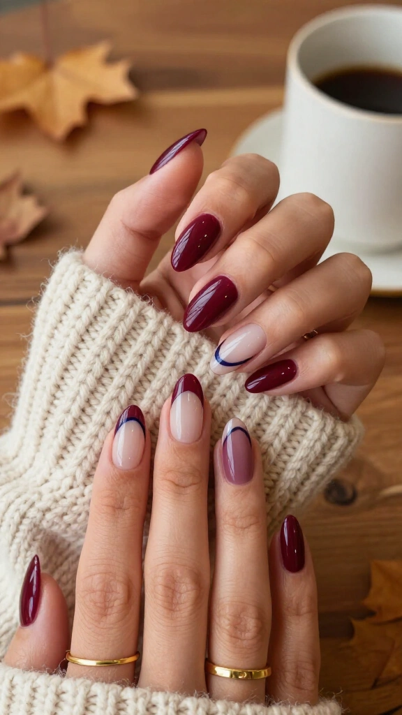 Rich Burgundy Wine French Tips