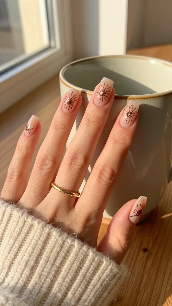 Minimalist Fine-Line Sunflower Silhouettes