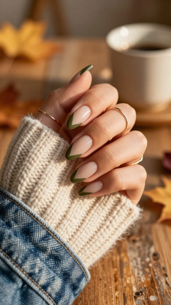Olive Green Chevron French