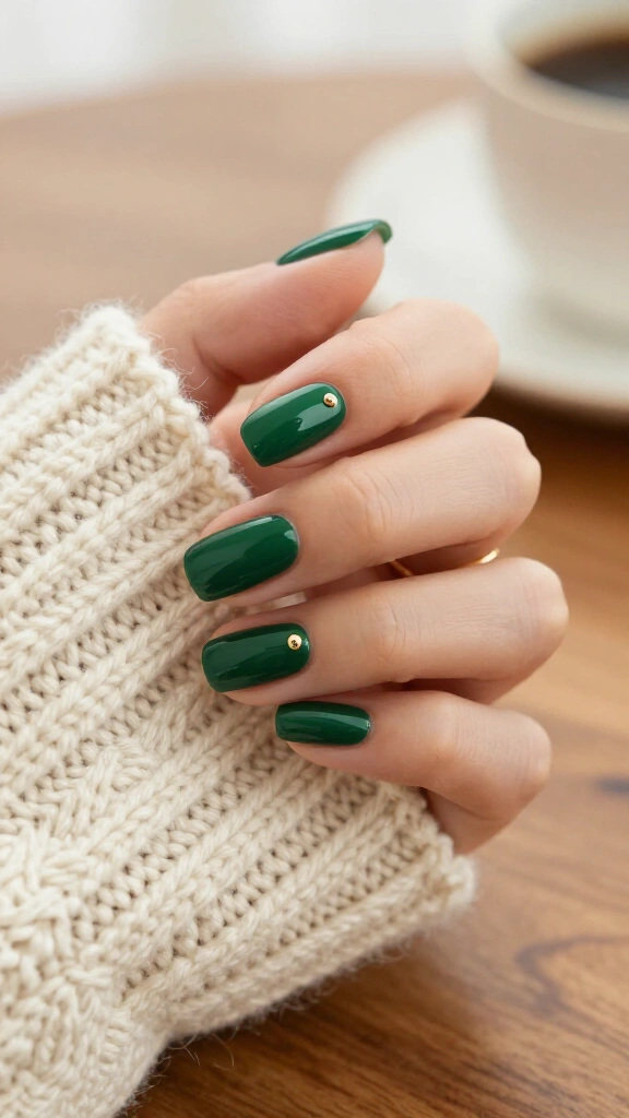 Pine green with micro gold studs