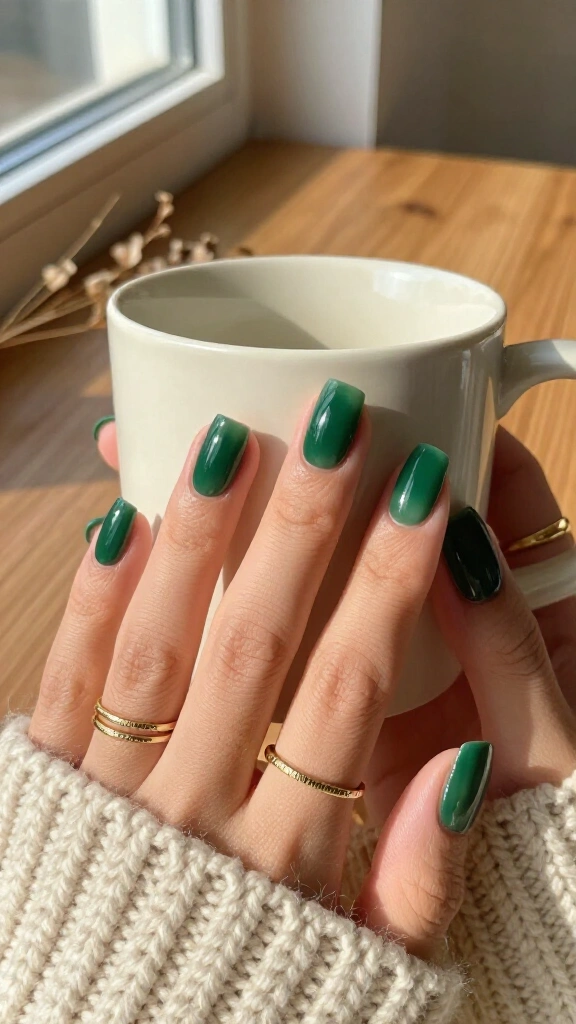 Bottle green glass jelly nails