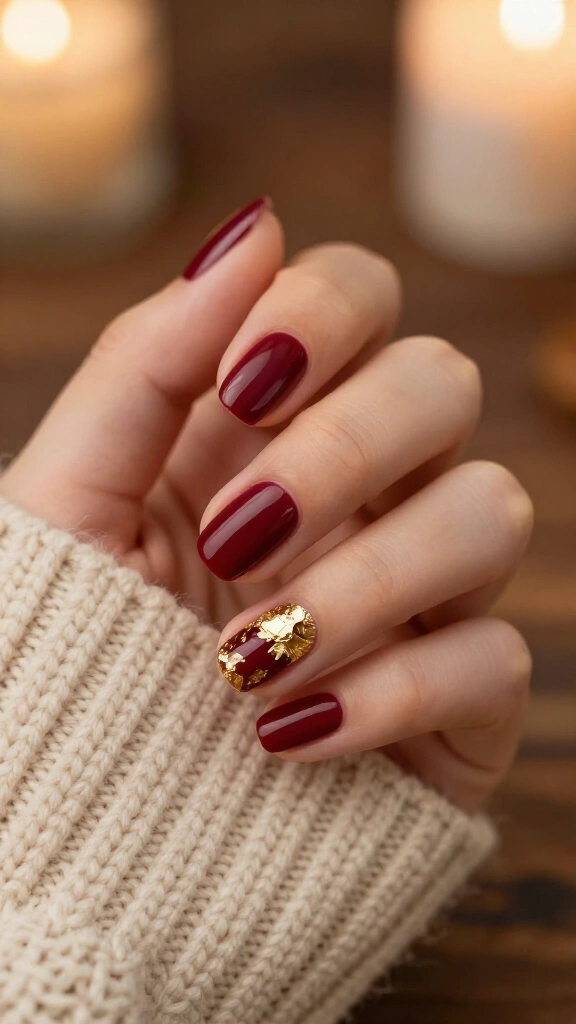 Rich Merlot with Gold Leaf Accents