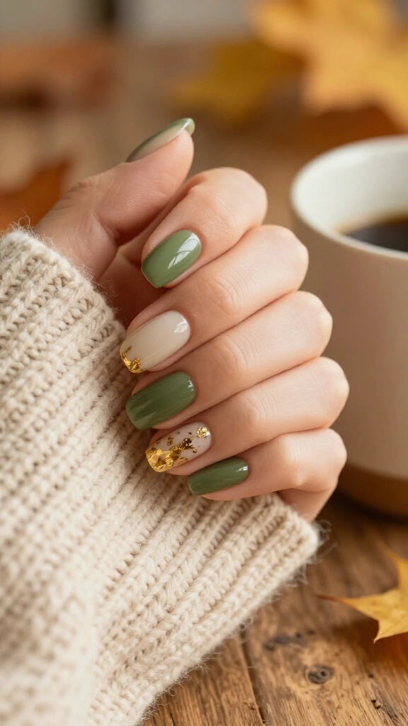 Minimalist Olive & Gold Foil Accent