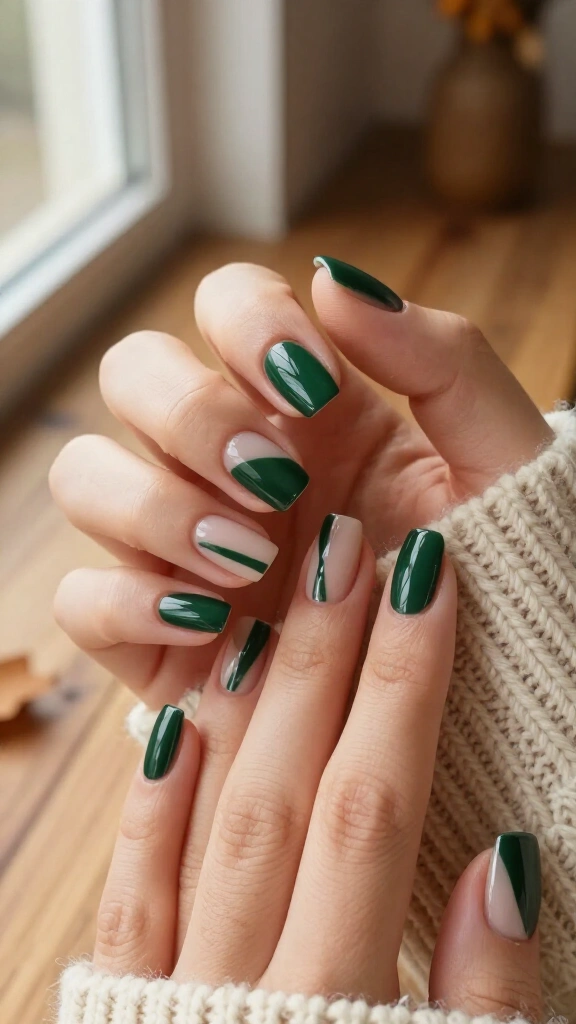 Forest Green Squoval with Negative Space