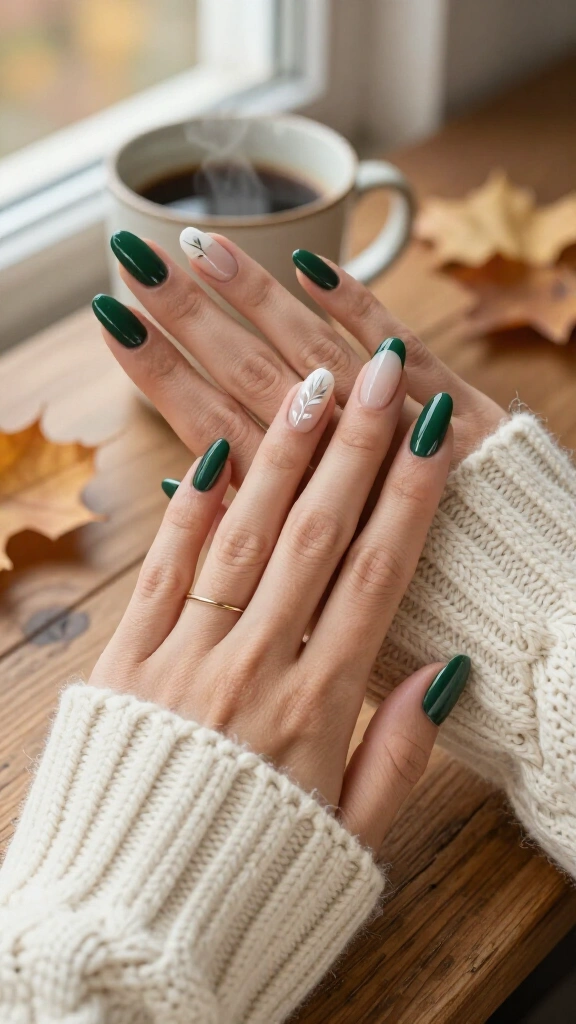 Forest green tips with delicate white stems