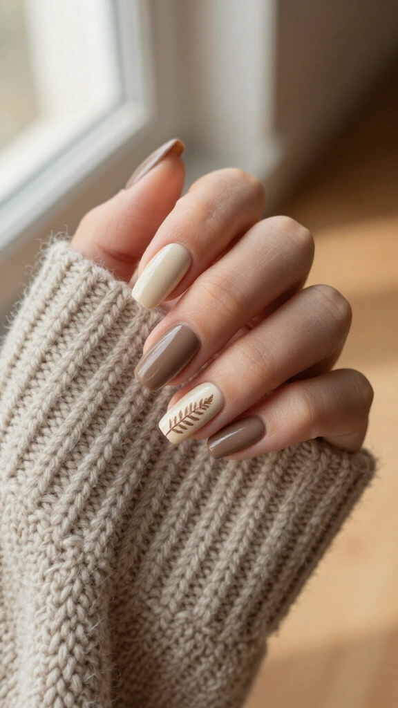 Taupe and cream trio with delicate falling fronds