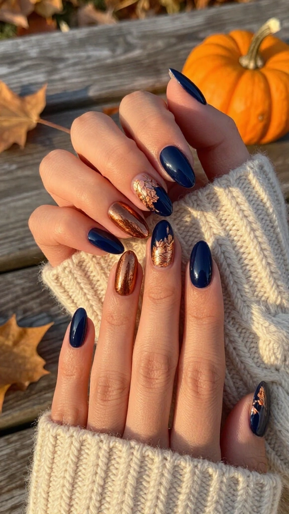 Midnight Navy with Copper Flakes