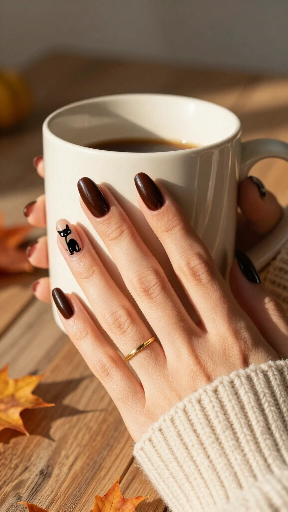 Espresso Brown Cat Silhouettes
