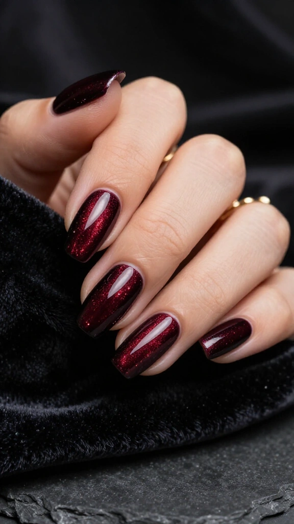 Sheer Burgundy Velvet Cat-Eye