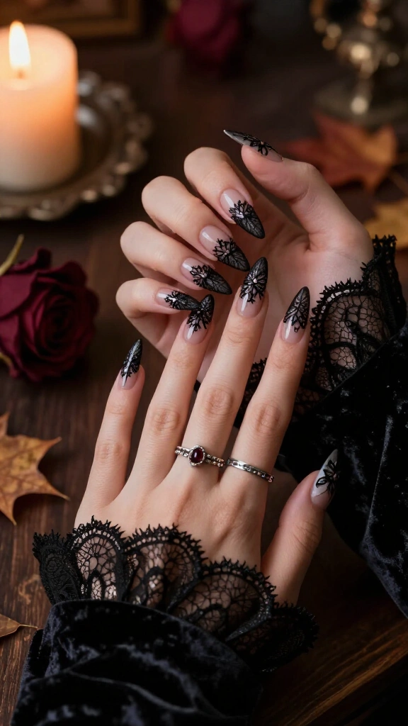Gothic Victorian Lace Nails