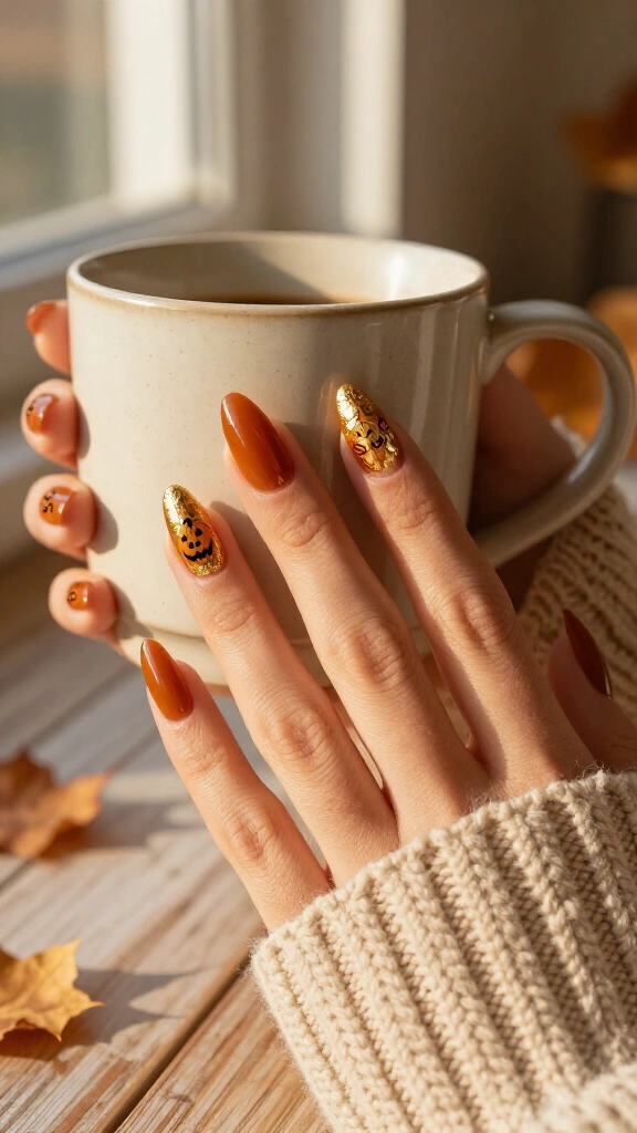 Gilded Autumn Leaves & Mini Jack-o
