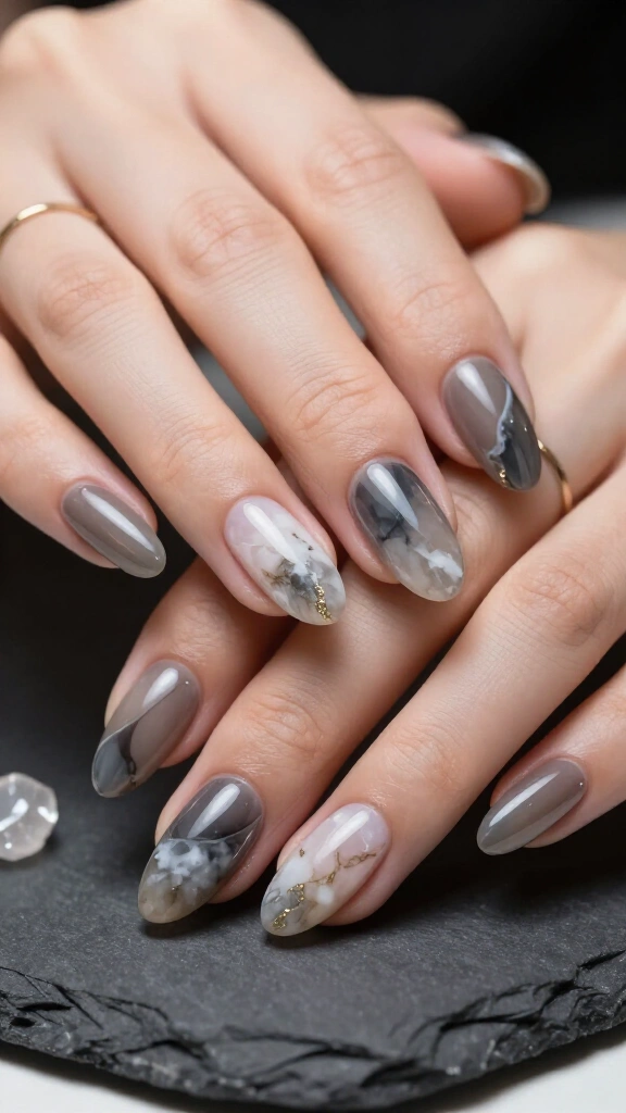 Smoked Quartz Crystal Nails