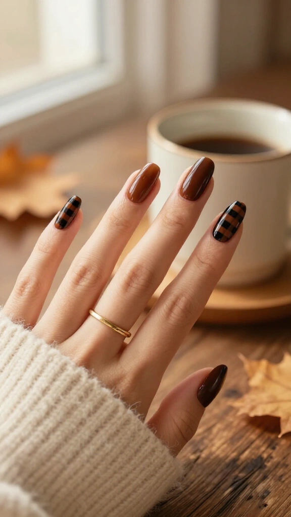 Espresso Brown & Black Checkerboard Accents