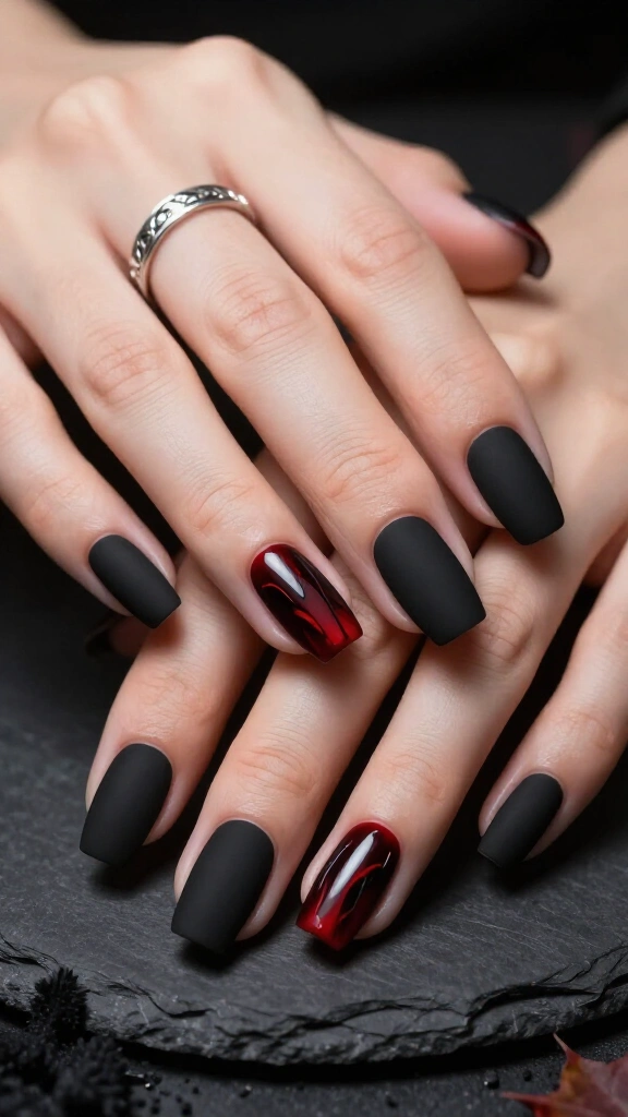Matte Black with Glossy Blood Drips