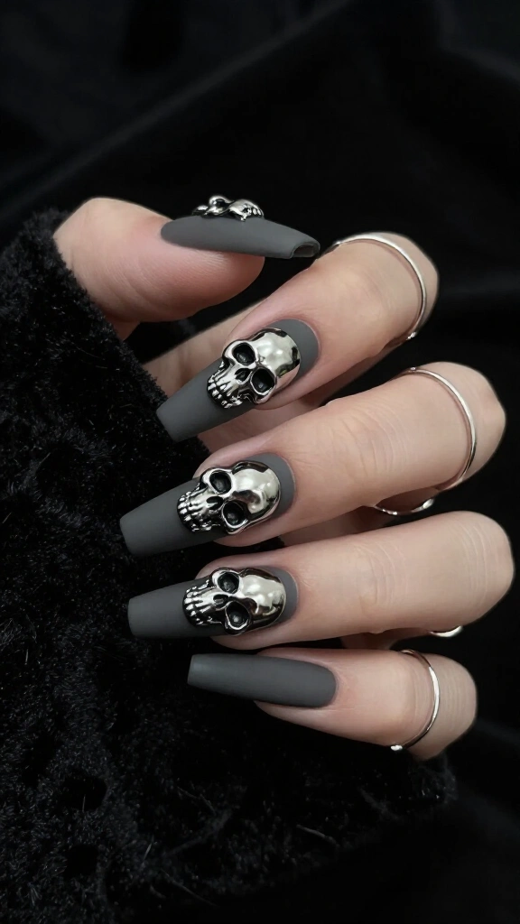 Goth Chic Metallic Chrome Skulls