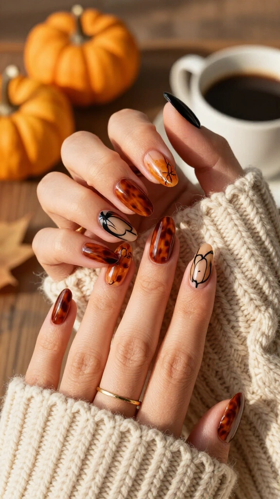 Tortoise Shell & Black Pumpkin Details