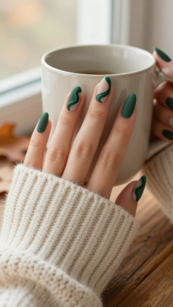 Matte Forest Green Swirls