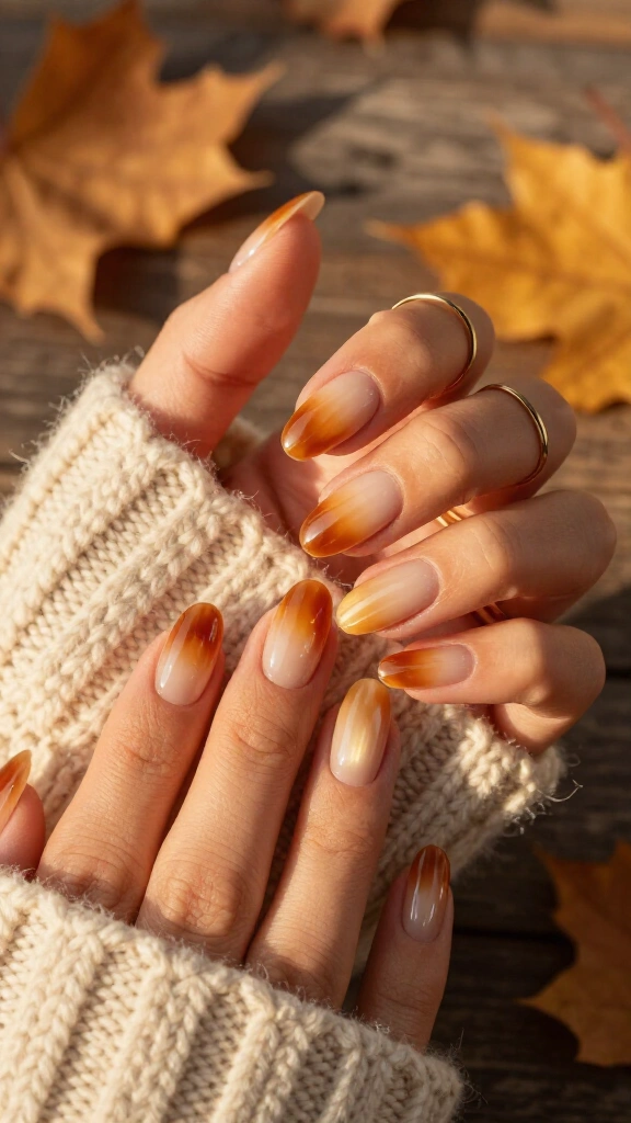 Golden Amber Aura Nails