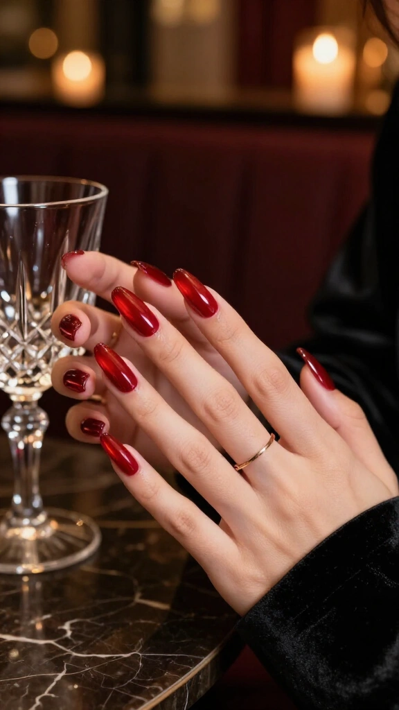 Blood Red Glass Nails
