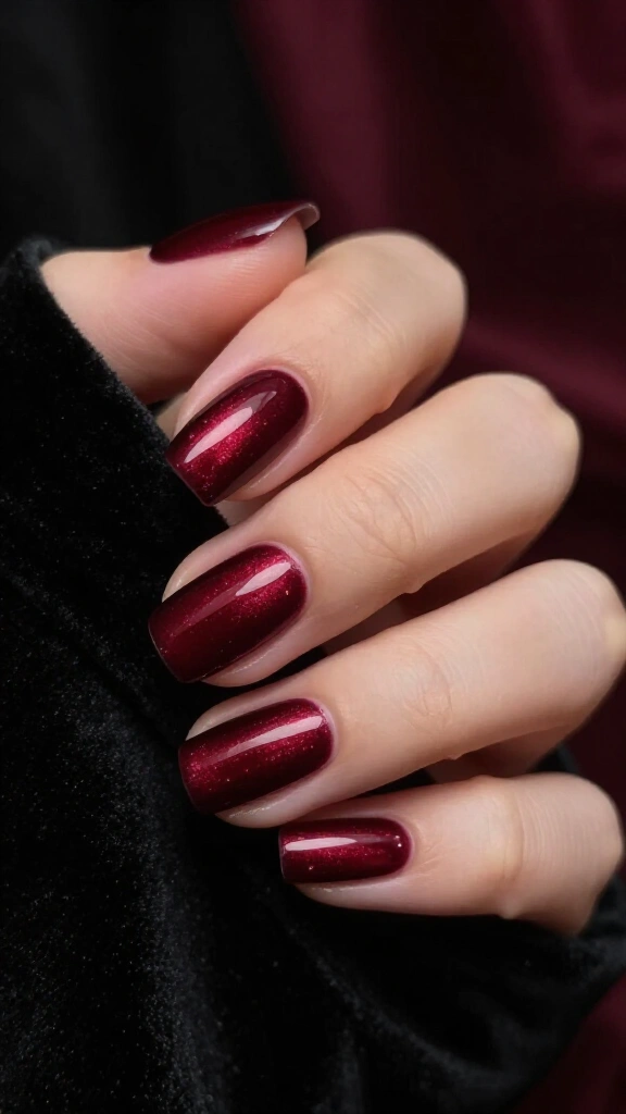 Deep Wine Red Velvet Cat-Eye