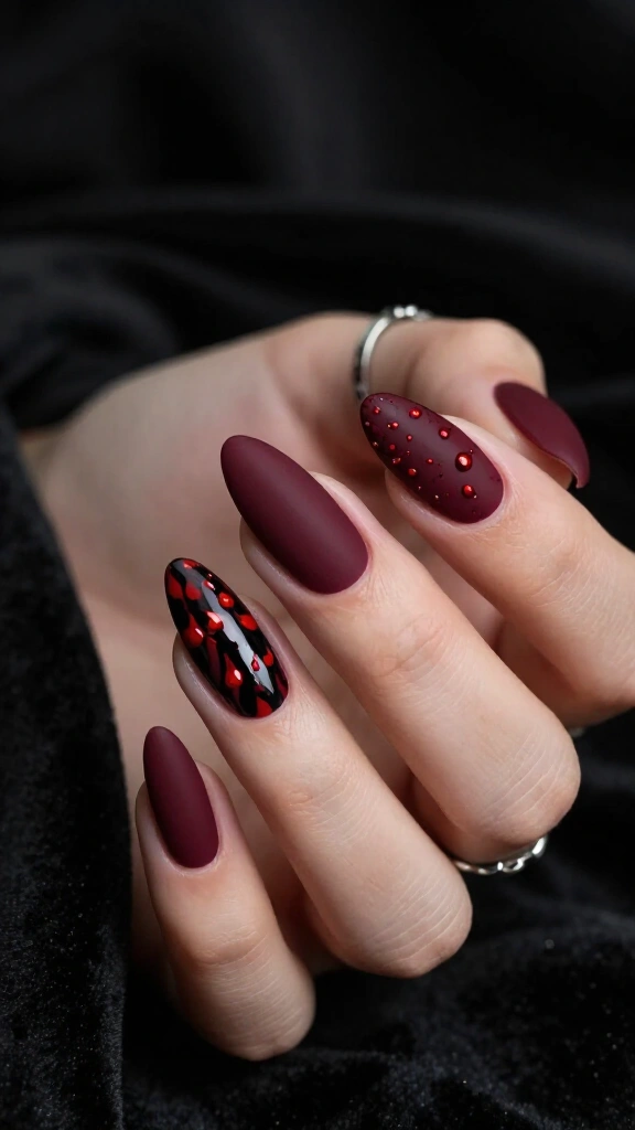 Matte Burgundy with High-Gloss Splatters