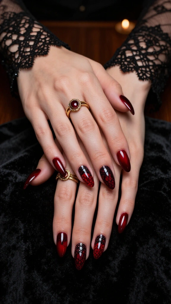 Gothic Lace over Oxblood Base