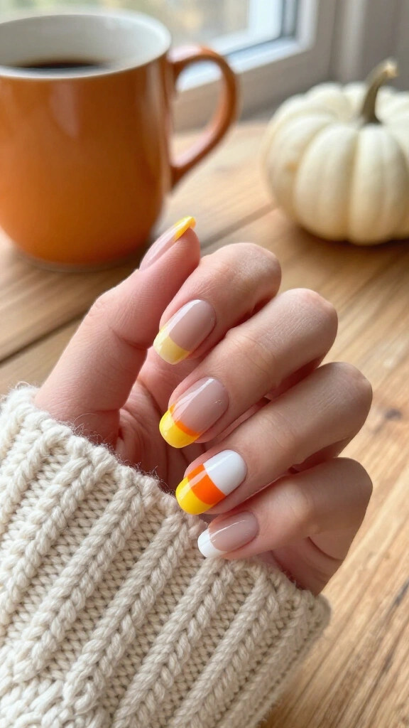 Micro Candy Corn Accent Nails