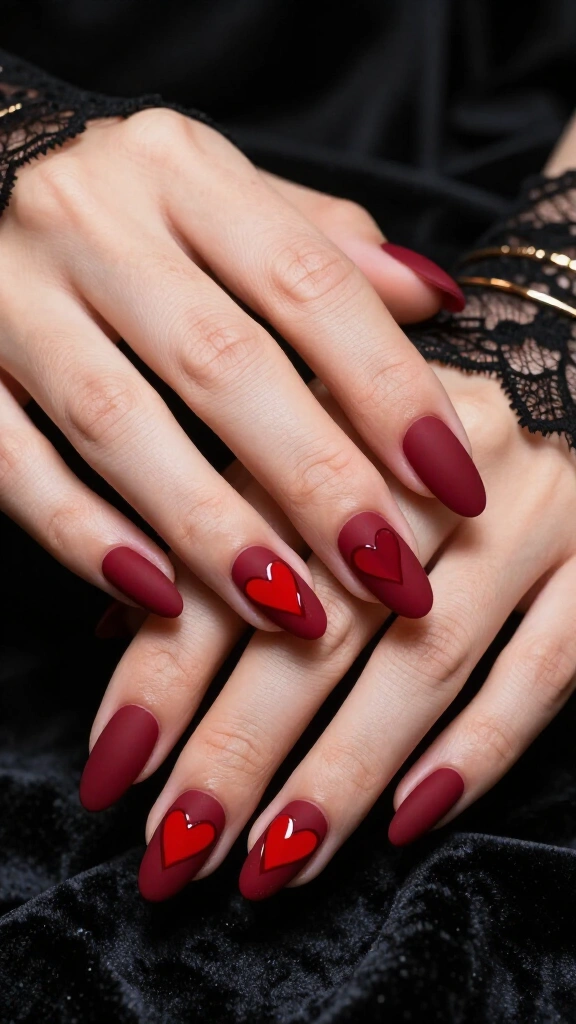 Matte Scarlet with Glossy Cutout Hearts