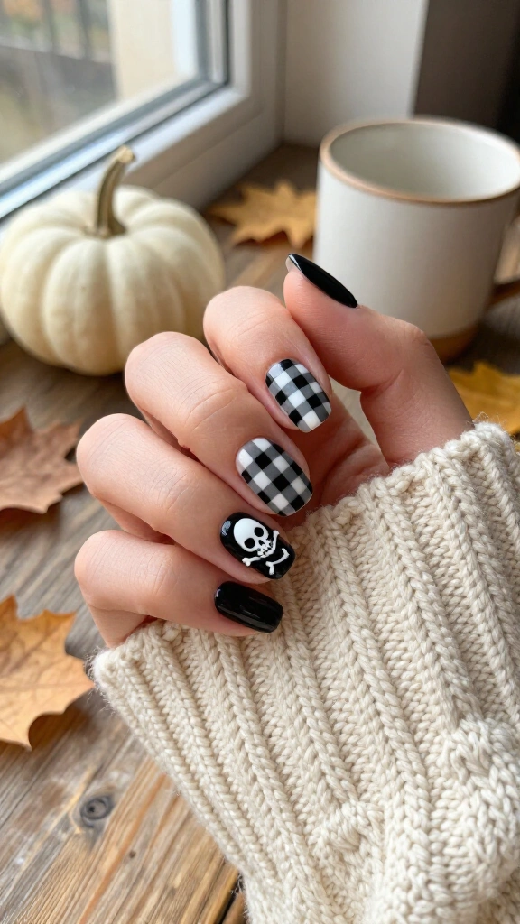 Gingham & Tiny Skeleton Bones