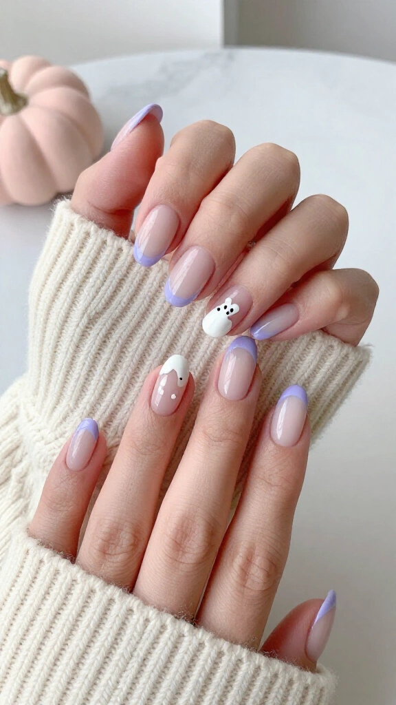 Mickey Ghost Pastel French Tips