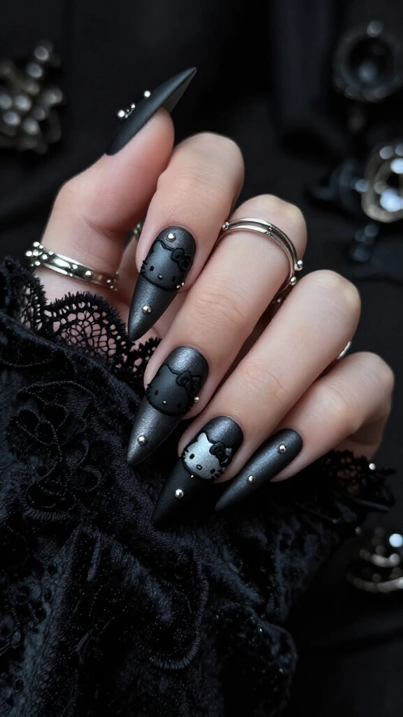 Gothic Velvet & Matte Black Stilettos