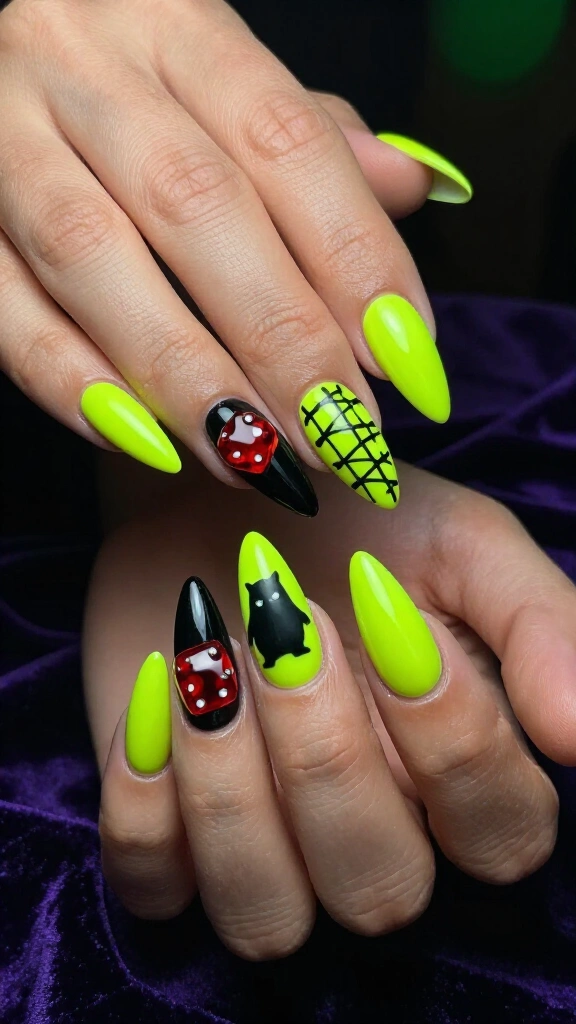 Oogie Boogie Neon Roulette Stilettos