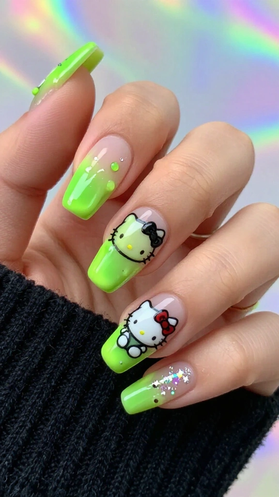 Y2K Slime Green Airbrush French