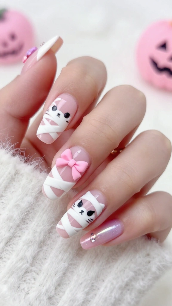 Pink Mummy Wrap Kawaii Coffin